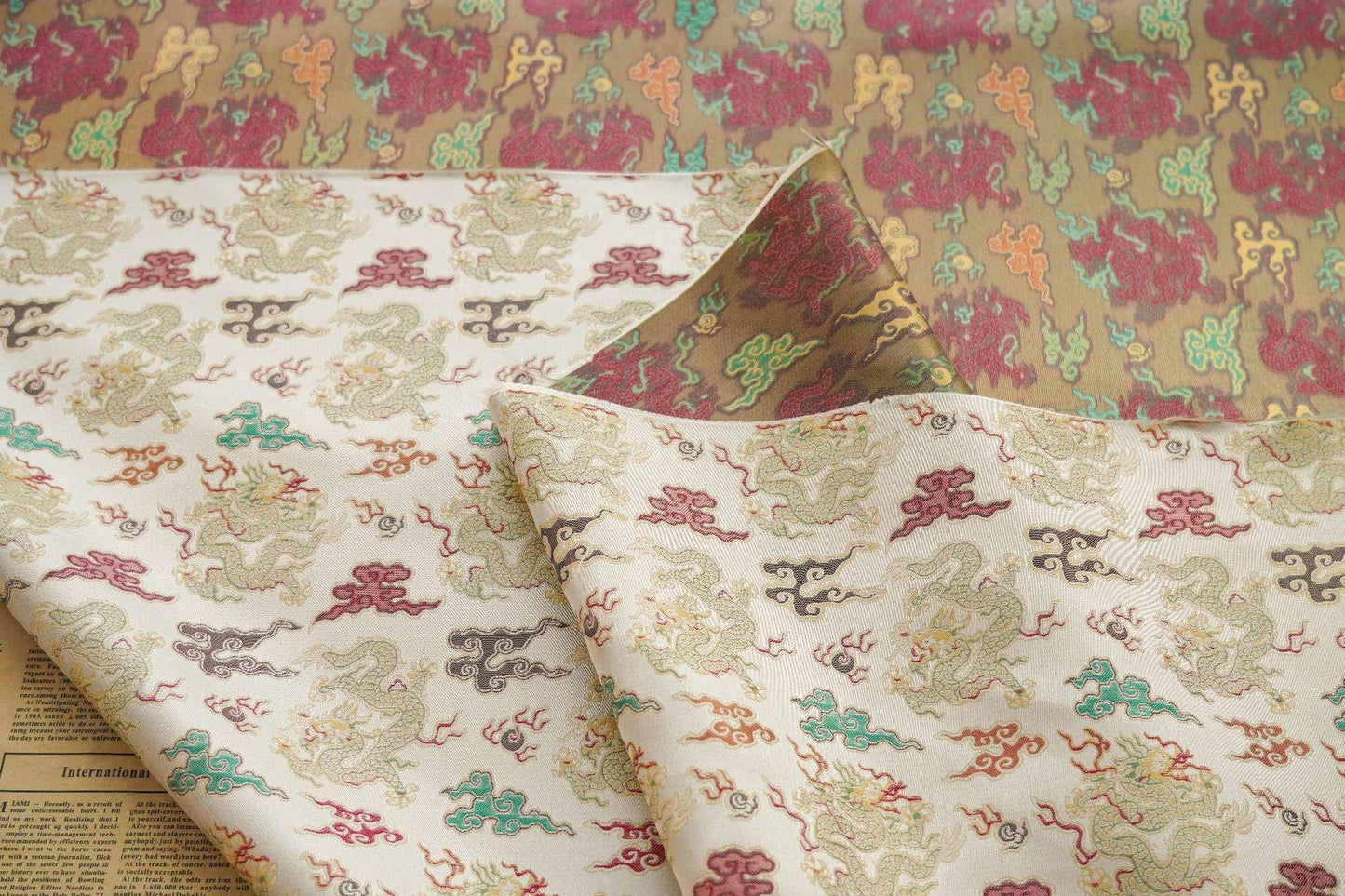 Dragon Brocade Fabric: Chinese Style Upholstery, Costume, Decor (65"W)
