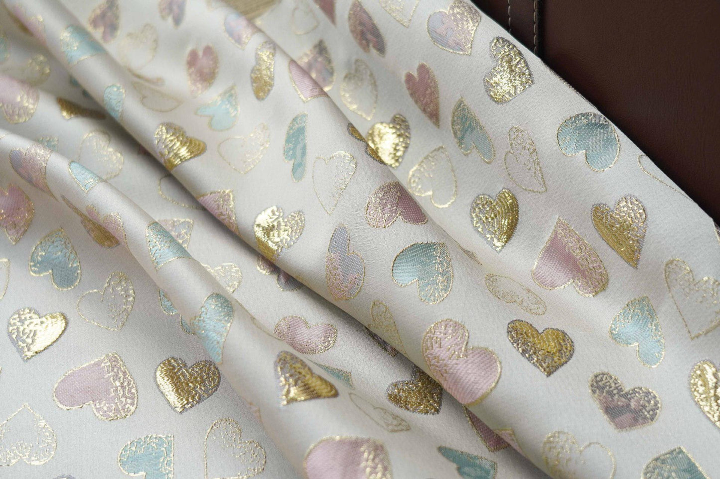 Gold Heart Jacquard Fabric: Rayon Blend, Sewing & Upholstery, 59" Wide