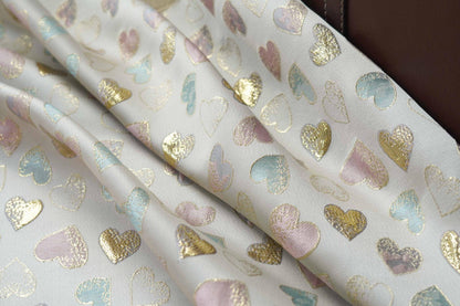 Gold Heart Jacquard Fabric: Rayon Blend, Sewing & Upholstery, 59" Wide