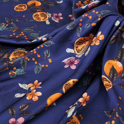 Tissu damassé en soie à motif floral : satin imprimé numérique de 150 cm de large