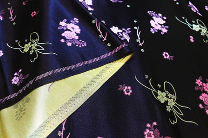 Black Floral Brocade Fabric: 29.5"W Rayon Textiles, Upholstery & Drapery - By The Meter