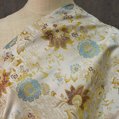 Floral Brocade Fabric: Silky Jacquard, Chinese Wedding Style, 58"W