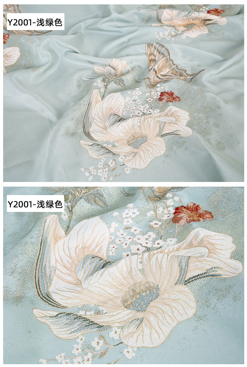 Tissu jacquard papillon : 145 cm de large, polyester, matériau de couture