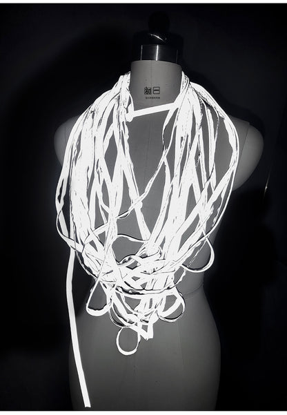 High Visibility Reflective Fabric Strip: Silver Luminous Rope Edging
