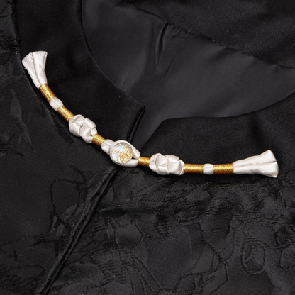 Handmade Cheongsam Satin Knot Buttons: Gold Foil Beads, Retro Ethnic Style