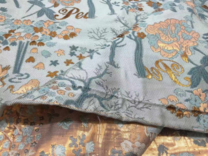 Gold Embossed Jacquard Fabric: Floral Upholstery & Sewing, 59" Wide