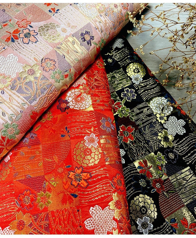 Nishijin Ori Kinran Fabric: Japanese Kimono Cheongsam Doll Sewing Fabric