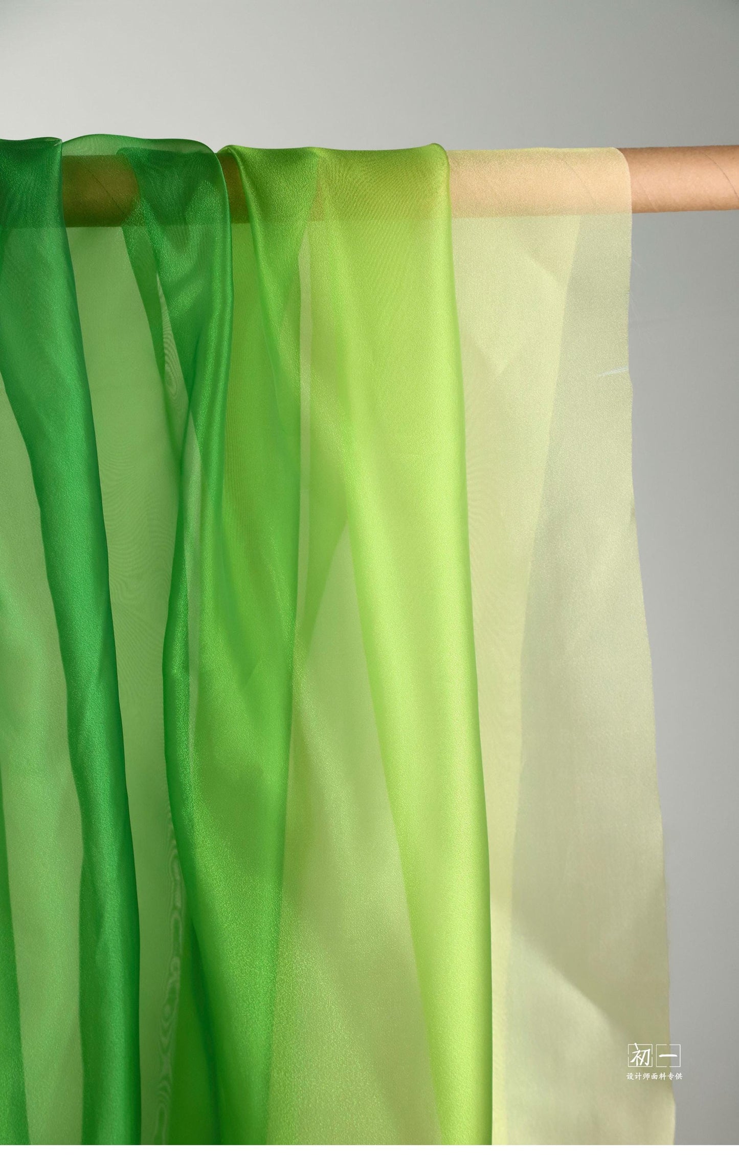 Gradient Green Chiffon Organza Fabric - 55"W Sheer Drape
