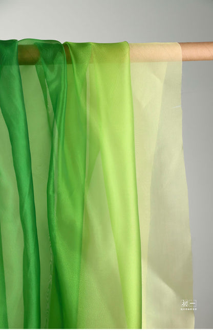 Gradient Green Chiffon Organza Fabric - 55"W Sheer Drape