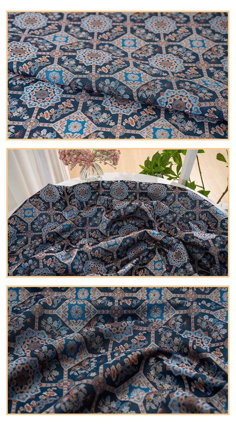 Tissu jacquard satiné brocart Song : style tibétain, matériau pour gilet Hanfu