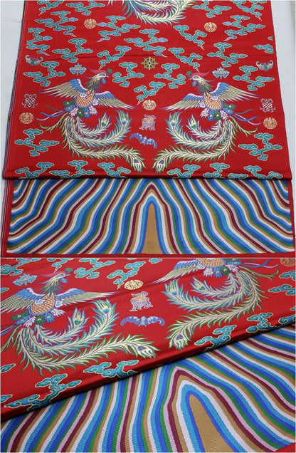 Embroidered Phoenix Brocade Fabric: Chinese Wedding Cheongsam Silk (27.5"W, 59"L/pattern)