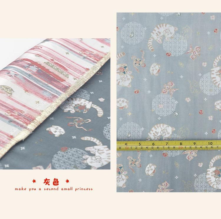 Japanese Nishijin Brocade Fabric: Tiger Pattern Silk Rayon Kimono Sewing, 59" Wide