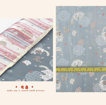 Japanese Nishijin Brocade Fabric: Tiger Pattern Silk Rayon Kimono Sewing, 59" Wide
