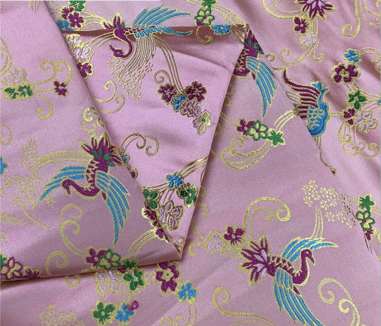 Auspicious Clouds Silk Brocade Fabric: Red Cheongsam Robe Material (59" W)