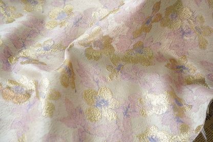 Metallic Floral Jacquard Fabric: Bronzing Gold Thread, 57" Wide