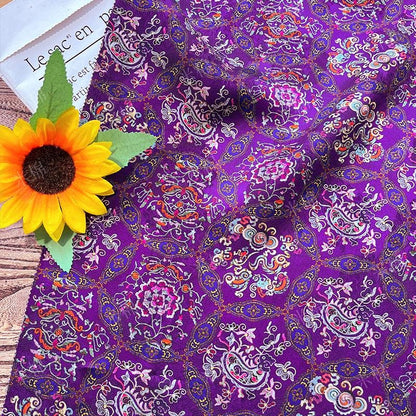 Purple Blossoms ��� New Chinese Style Jacquard Xiangyun Silk Blend