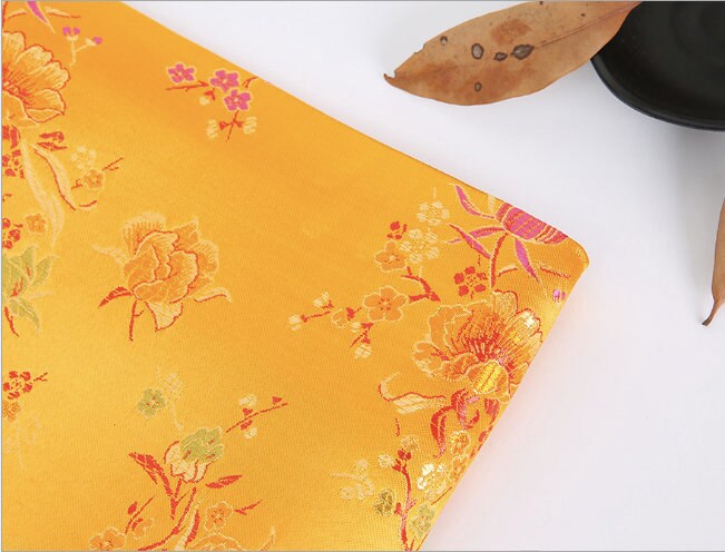 Floral Brocade Fabric: Silk Rayon Jacquard Damask, 35" Wide