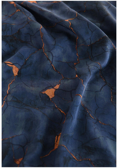Deep Blue Shattered Clouds Cotton Sateen Fabric: 55" Wide, Drapery, Upholstery