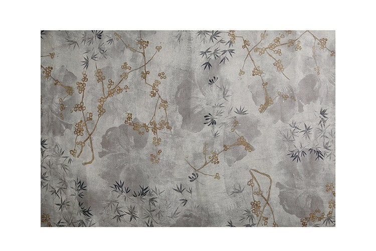 Bamboo Print Ramie Fabric: Light Gray Upholstery, Costume, Scarf - 57"W