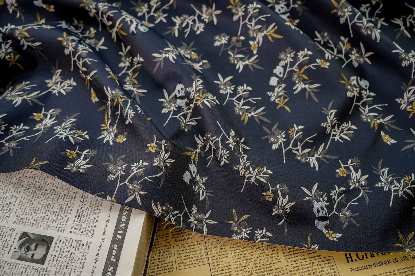 Panda Bamboo Jacquard Fabric: Rayon Blend, 57" Wide