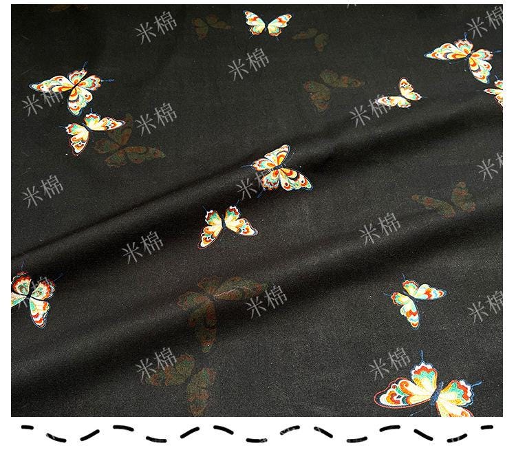 Butterfly Dance Print Fabric: 100% Cotton Quilting & Sewing Material, 55"W