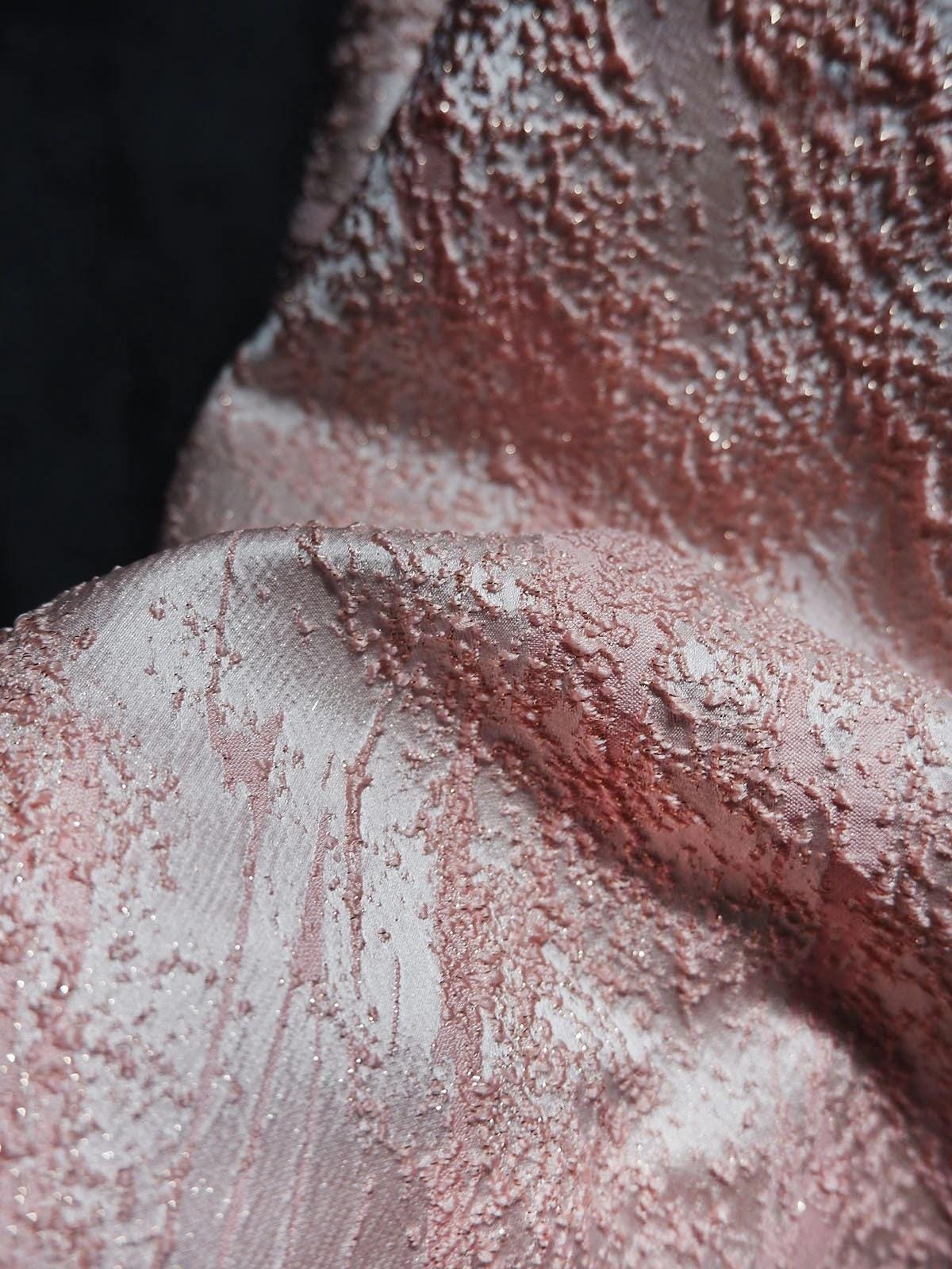 Textured Upholstery Fabric: 3D Grain, Silver Thread, Wrinkled Silk