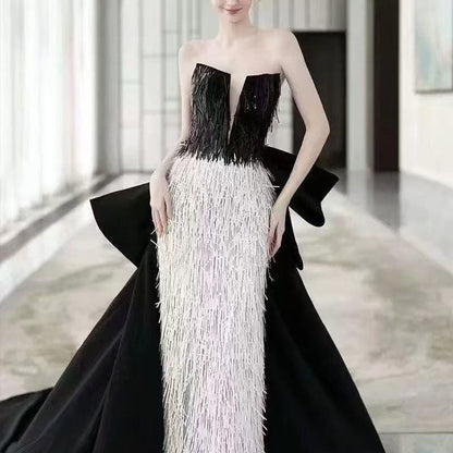 Tissu à broder à paillettes : bandes fluides de 4 mm x 60 mm, pour la confection de robes à faire soi-même