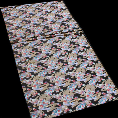 Tissu brocart japonais Nishijin : Jacquard de soie et rayonne à motif de fleurs de cerisier et d'eau vive