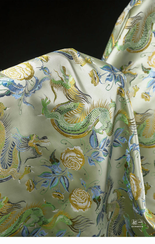 Dragon Jacquard Fabric: 59"W Polyester Damask for Sewing & Decor