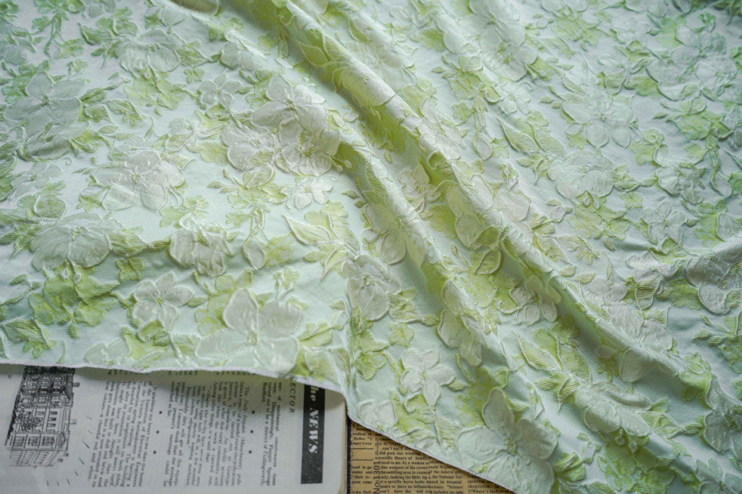Gold Thread Jacquard Fabric: 3D Oil Painting Texture, Upholstery & Dress Sewing, 55" Wide