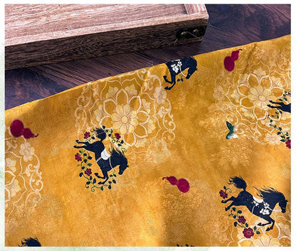 Tissu de soie jacquard motif cheval de rêve ��� Xiangyun Sha ��� Matelassage, Décoration intérieure, Grande largeur