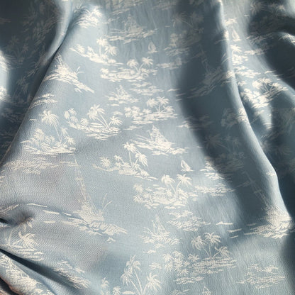 Coconut Tree Jacquard Damask Fabric: Two-Sided Sewing Material, 57" Wide