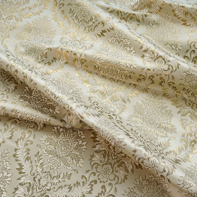 Gold Thread Brocade Jacquard Damask Fabric - Retro Palace Style