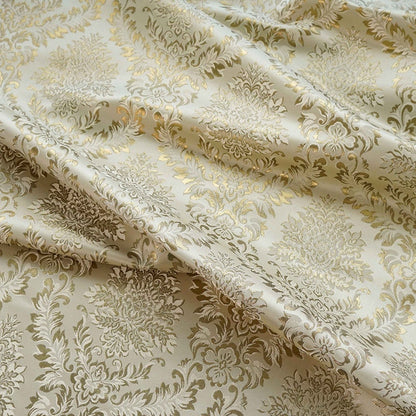 Gold Thread Brocade Jacquard Damask Fabric - Retro Palace Style