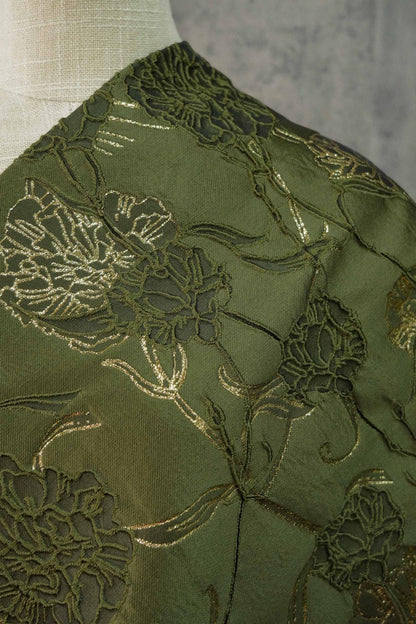 Gold Thread Jacquard Fabric: 3D Floral Upholstery, Costume & Decor