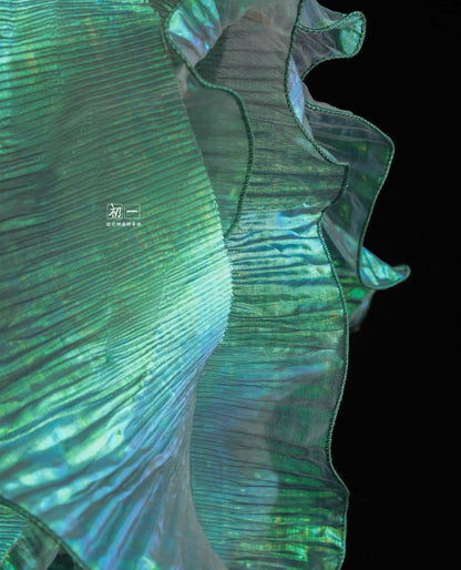 Tissu organza à volants 3D : Matière pour robe de créateur bicolore