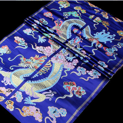 Double Dragon Brocade Fabric: Chinese Wedding Cheongsam Silk Rayon (28"W x 33.5"L)