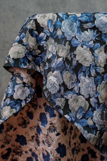 Vintage Rose Jacquard Fabric: Embossed 3D Floral Brocade, 57" Wide