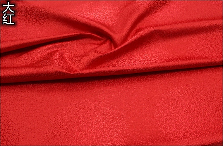 Cloud Brocade Fabric: Red & Blue Jacquard, Costume Dress Material