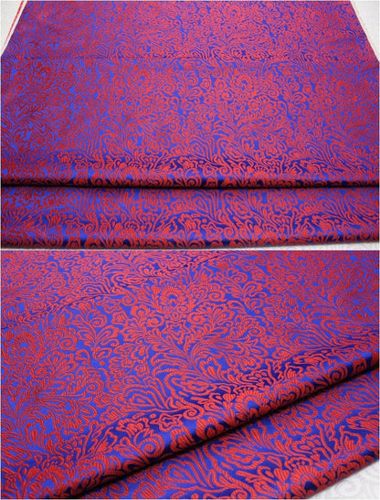 Red Phoenix Tail Brocade Fabric: Chinese Cheongsam Cushion Damask (29.5"W)