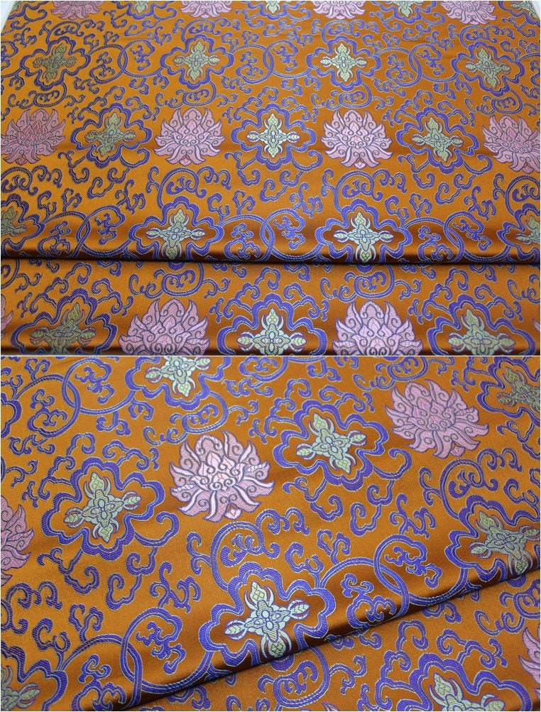 Floral Medallion Brocade Fabric: Silk Rayon Blend, 29.5" Wide