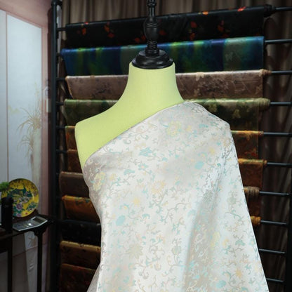 Floral Silk Brocade Fabric: 55"W Chinese Mongolian Pattern