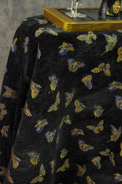 Tissu jacquard chenille papillon : tissu d’ameublement de 150 cm de large, vendu au mètre