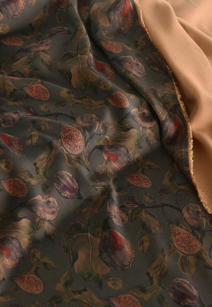 Fig Print Cotton Fabric: 55"W Upholstery Drapery Sewing