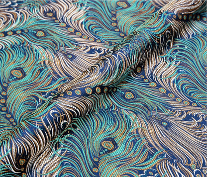 Blue Dragon Brocade Fabric: 59" Wide Rayon Sewing & Upholstery, Sold by the Meter