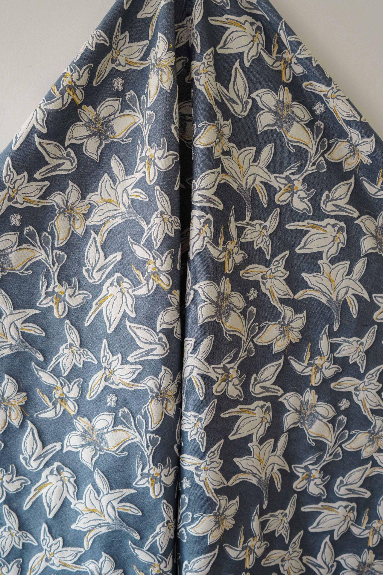 Jacquard Denim Fabric: 3D Reverse Design, Upholstery Sewing Material, 52"