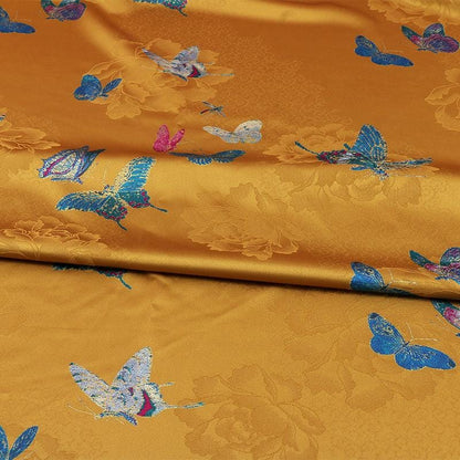 Tissu jacquard à papillons pivoines : Brocart en mélange de rayonne pour cheongsam