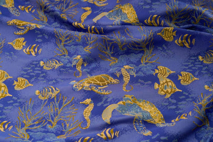 Underwater World Jacquard Fabric: 3D Designer Upholstery, Costume, Decor (55"W)
