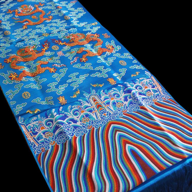 Five Dragon Tibetan Silk Brocade Fabric: Colorful Woven Ornaments