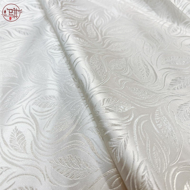 Brocart de soie à motif de fleurs de blé, largeur 75 cm (29,5 po) - Vendu au mètre
